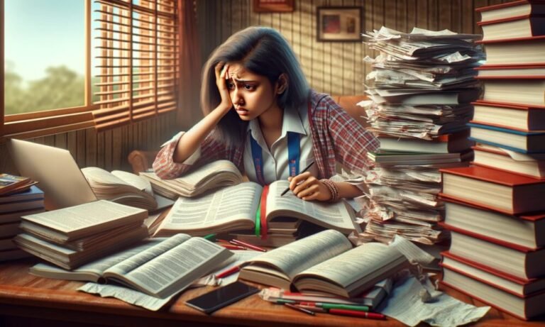 ಪರೀಕ್ಷೆಗೆ ಓದುತ್ತಿರುವ ವಿದ್ಯಾರ್ಥಿ -ಪರೀಕ್ಷಾ ಒತ್ತಡ ಕಡಿಮೆ ಮಾಡುವ ವಿಧಾನಗಳ ಮಾಹಿತಿ